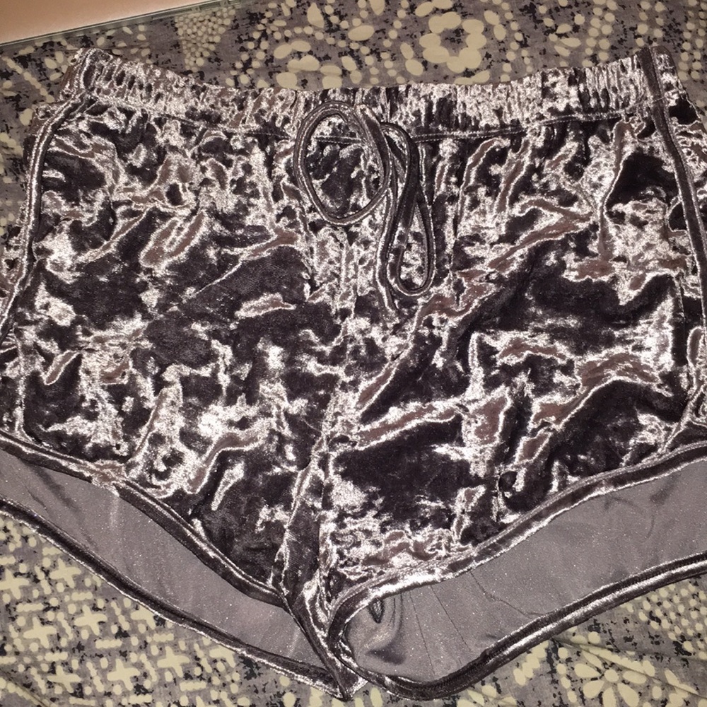 Silver velvet shorts